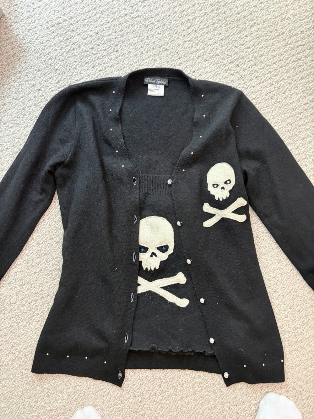 Deborah Lindquist Cashmere Skull Cardigan & Tube Top Set S
